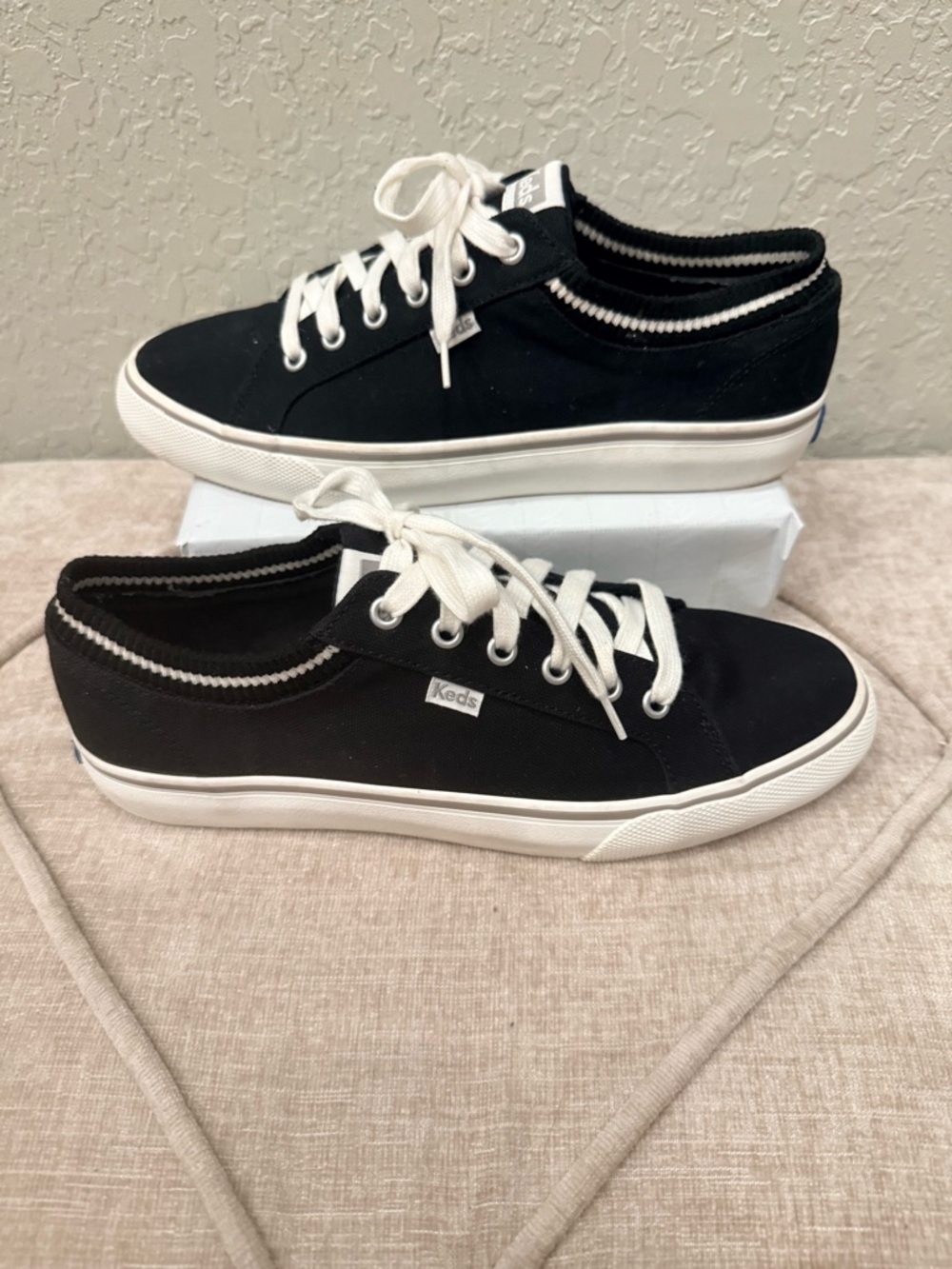 Keds Black and White Canvas Low-Top Sneakers